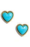Established Stone Heart Stud Earrings In Blue