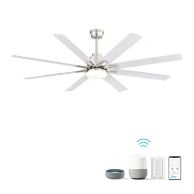 Estassay 66 Inch Low Profile Ceiling Fan With Dimmable Lights And Smart Remote Control 6 Speed Reversible Noi