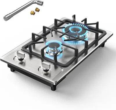Estassay Gas Stove 2 Burner, Propane Cooktop 12 Inch, Portable Gas Cooktop Stainless Steel Stove Burner With 