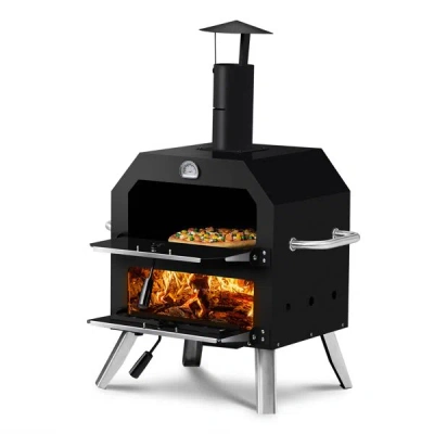 Estassay Outdoor Pizza Oven Wood Fired 2-layer Pizza Ovens Outside Pizza Maker With Stone, Removable Cooking 