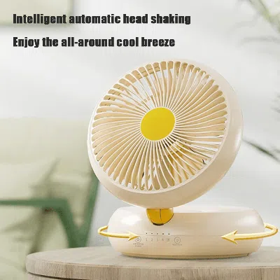 Estassay Table Fan, Rechargeable Remote Control Fan With Auto Oscillation 90 Foldable Ultra Quiet 4 Speeds Wi