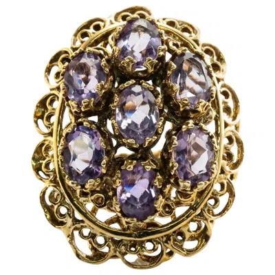 Pre-owned Estate Jewelry Amethyst Ring 14k Gold Cocktail Vintage Estate In Purple