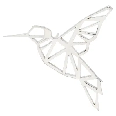 Pre-owned Estate Jewelry Brash Platinum Faceted Geometric Geo Hummingbird Unisex Brooch Pin In Multi