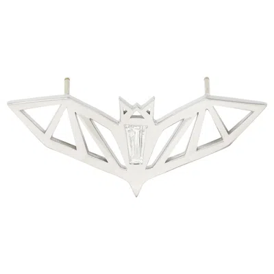 Pre-owned Estate Jewelry Brash Platinum Fancy Diamond Faceted Geometric Geo Bat Unisex Brooch Pin In Multi