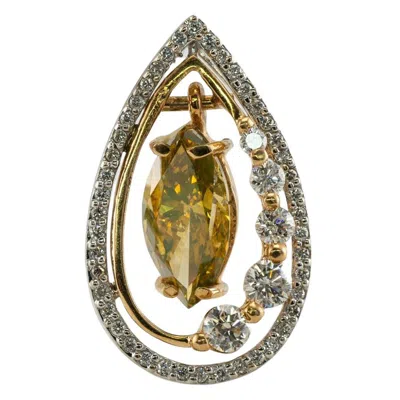 Pre-owned Estate Jewelry Champagne Marquise Diamond Pendant Slide 14k Gold 2.84 Cts Tdw In Multi