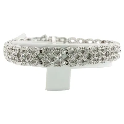 Pre-owned Estate Jewelry Diamond Bracelet 14k White Gold Lattice Wide 4.50 Tdw