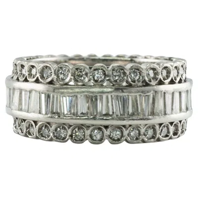 Pre-owned Estate Jewelry Diamond Eternity Ring Platinum Wide Band 3.00 Tdw In Multi