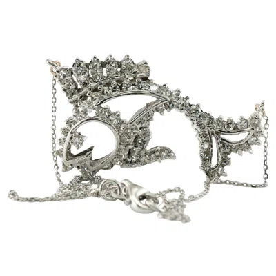 Pre-owned Estate Jewelry Diamond Fish Pendant Necklace 14k White Gold 2.04 Tdw