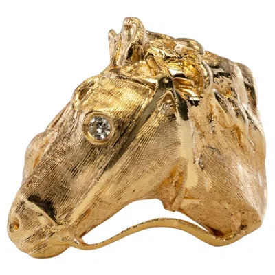 Pre-owned Estate Jewelry Diamond Horse Head Ring Animal 14k Gold Band Vintage In Multi