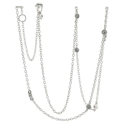 Pre-owned Estate Jewelry Diamond Necklace By The Yard Station 14k White Gold .20 Carat