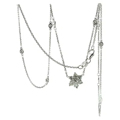 Pre-owned Estate Jewelry Diamond Necklace By The Yard Station Necklace 14k White Gold 1.18 Cts