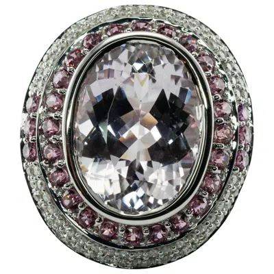 Pre-owned Estate Jewelry Diamond Pink Sapphire Kunzite Ring 14k White Gold Cocktail