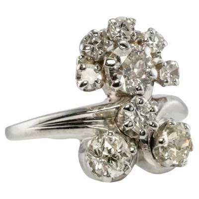 Pre-owned Estate Jewelry Diamond Ring 14k Gold Flower Vintage By Haco 1.45 Tdw In Multi