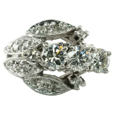 Pre-owned Estate Jewelry Diamond Ring 14k White Gold 1950s Vintage Band