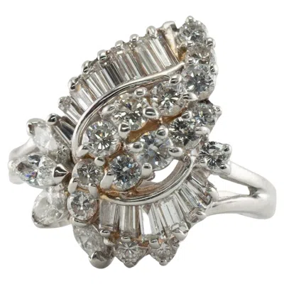 Pre-owned Estate Jewelry Diamond Ring 14k White Gold Vintage Cluster 1.73 Tdw