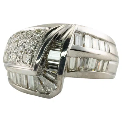 Pre-owned Estate Jewelry Diamond Ring 18k White Gold Band Estate 1.46 Tdw