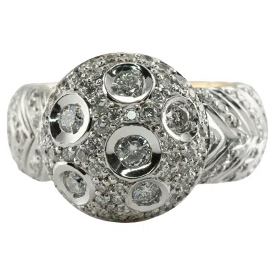 Pre-owned Estate Jewelry Diamond Ring 18k White Yellow Gold Band 1.25 Tdw Moon