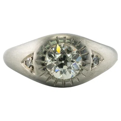 Pre-owned Estate Jewelry Diamond Ring Solitaire With Accents Vintage 18k Gold Band 1.08 Tdw In Multi