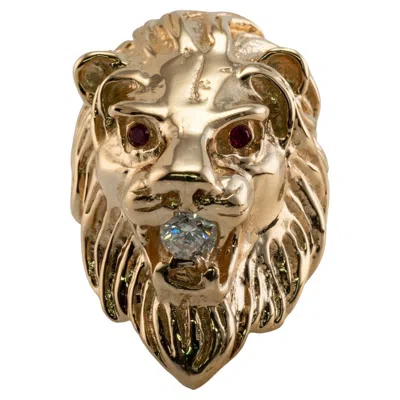 Pre-owned Estate Jewelry Diamond Ruby Animal Lion Ring 14k Gold Cocktail Vintage In Multi