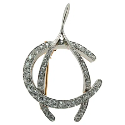 Pre-owned Estate Jewelry Edwardian Old Mine Diamond Wishbone Brooch Pin Pendant 14k Gold In Multi