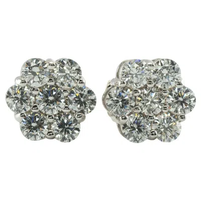 Pre-owned Estate Jewelry Natural Diamond Earrings Studs 14k White Gold Cluster 1.12 Tdw