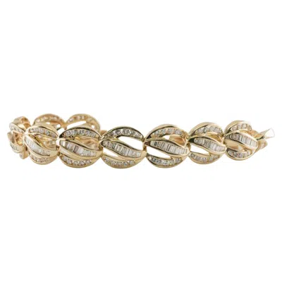 Pre-owned Estate Jewelry Natural Diamond Link Bracelet 14k Gold 6.44 Tdw In Multi