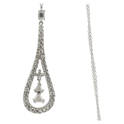 Pre-owned Estate Jewelry Natural Diamond Pendant Necklace 14k White Gold Trillion 1.57 Tdw