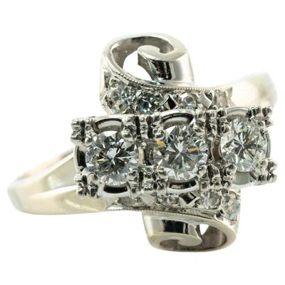 Pre-owned Estate Jewelry Natural Diamond Ring 14k White Gold Vintage .70ct Tdw Spiral