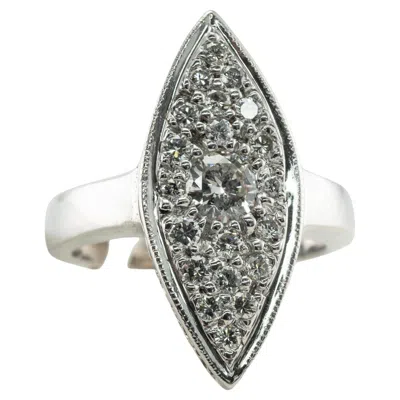 Pre-owned Estate Jewelry Natural Diamond Ring 14k White Gold Vintage Marquise Shape