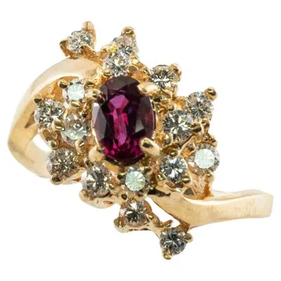 Pre-owned Estate Jewelry Natural Diamond Rubellite Ring 14k Gold Vintage Estate In Multi