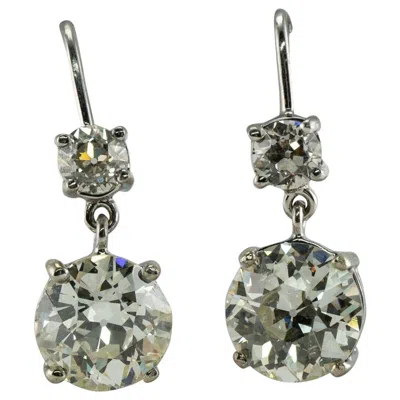 Pre-owned Estate Jewelry Old European Cut Diamond Earrings 18k White Gold 4.37 Tdw