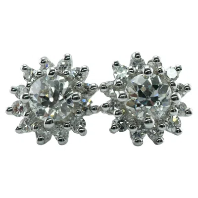 Pre-owned Estate Jewelry Old European Cut Diamonds Earrings 14k White Gold Studs 1.72cttw