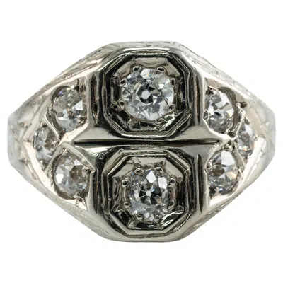 Pre-owned Estate Jewelry Old Mine Diamond Ring 14k White Gold Art Deco .82 Tdw