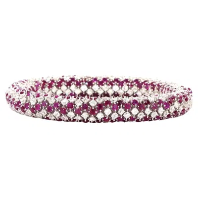 Pre-owned Estatebyjr 14.37 Carat Old Mine Cut Diamond Ruby Gold Bracelet In Multi