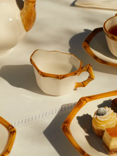 Este Ceramiche Bamboo Hand-painted Ceramic Milk Jug  Abask Luxury Gift In White