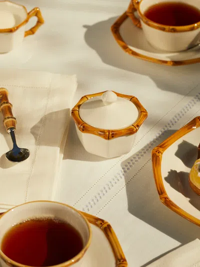 Este Ceramiche Bamboo Hand-painted Ceramic Sugar Bowl  Abask Luxury Gift