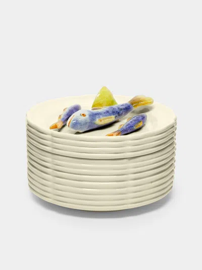 Este Ceramiche Fish And Lemon Hand-painted Ceramic Trompe-l'oeil Box  Abask Luxury Gift
