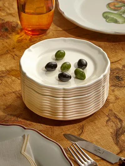 Este Ceramiche Olives Hand-painted Ceramic Trompe-l'oeil Small Serving Dish In White