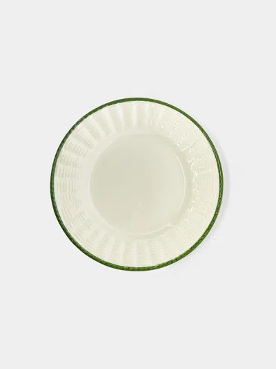 Este Ceramiche Wicker Hand-painted Ceramic Dessert Plates (set Of 4)  Abask Gift Set In Green