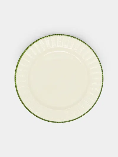 Este Ceramiche Wicker Hand-painted Ceramic Dinner Plates (set Of 4)  Abask Gift Set In Green