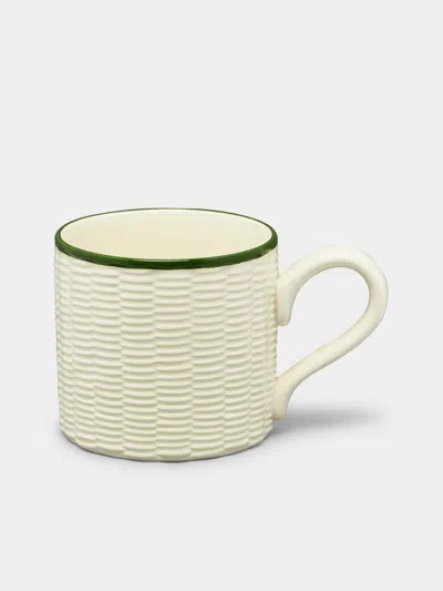 Este Ceramiche Wicker Hand-painted Ceramic Mugs (set Of 4)  Abask Gift Set In Green