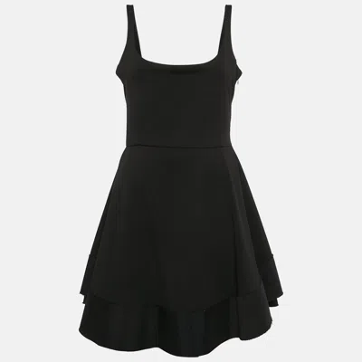 Pre-owned Esteban Cortaza R Black Jersey Fit And Flare Mini Dress L