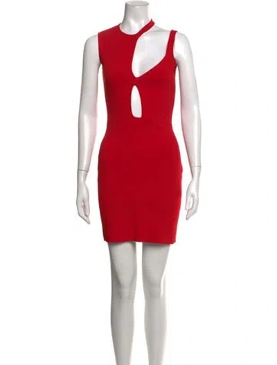 Pre-owned Esteban Cortazar Asymmetrical Mini Dress W/ Tags In Red