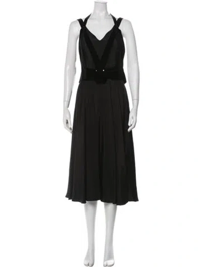 Pre-owned Esteban Cortazar Colorblock Pattern Long Dress In Black