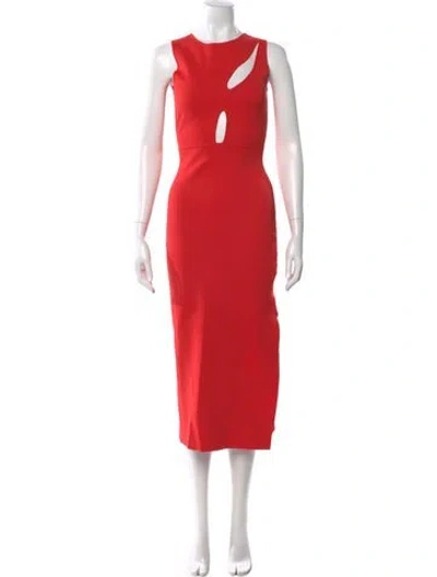 Pre-owned Esteban Cortazar Crew Neck Long Dress In Red