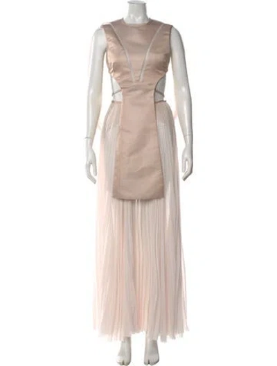 Pre-owned Esteban Cortazar Crew Neck Long Dress W/ Tags In Neutral