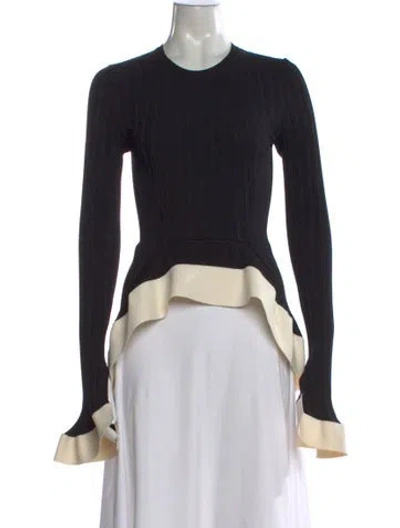 Pre-owned Esteban Cortazar Crew Neck Long Sleeve Top In Black