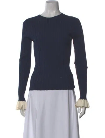 Pre-owned Esteban Cortazar Crew Neck Long Sleeve Top In Blue