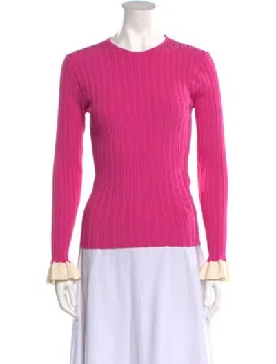 Pre-owned Esteban Cortazar Crew Neck Long Sleeve Top In Pink