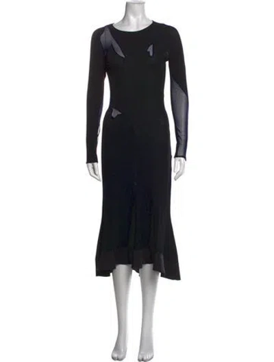 Pre-owned Esteban Cortazar Crew Neck Midi Length Dress In Black